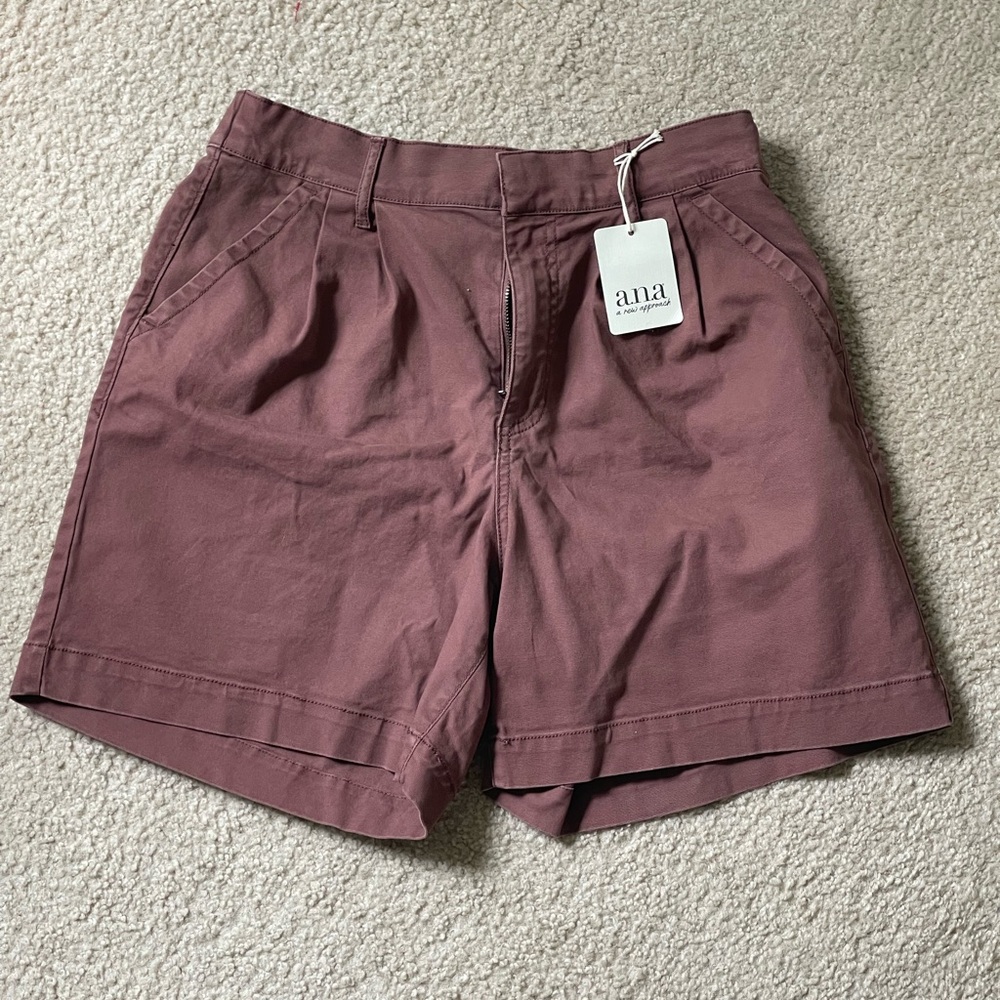 JCPenney Purple Bermuda Shorts Pleated Cotton Blend